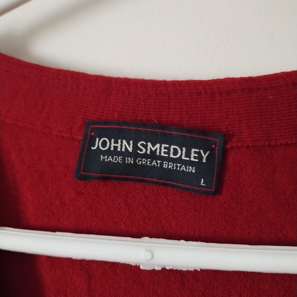 Vintage JOHN SMEDLEY Dark Red Extrafine Merino Wool Button Vest L - Picture 2 of 4